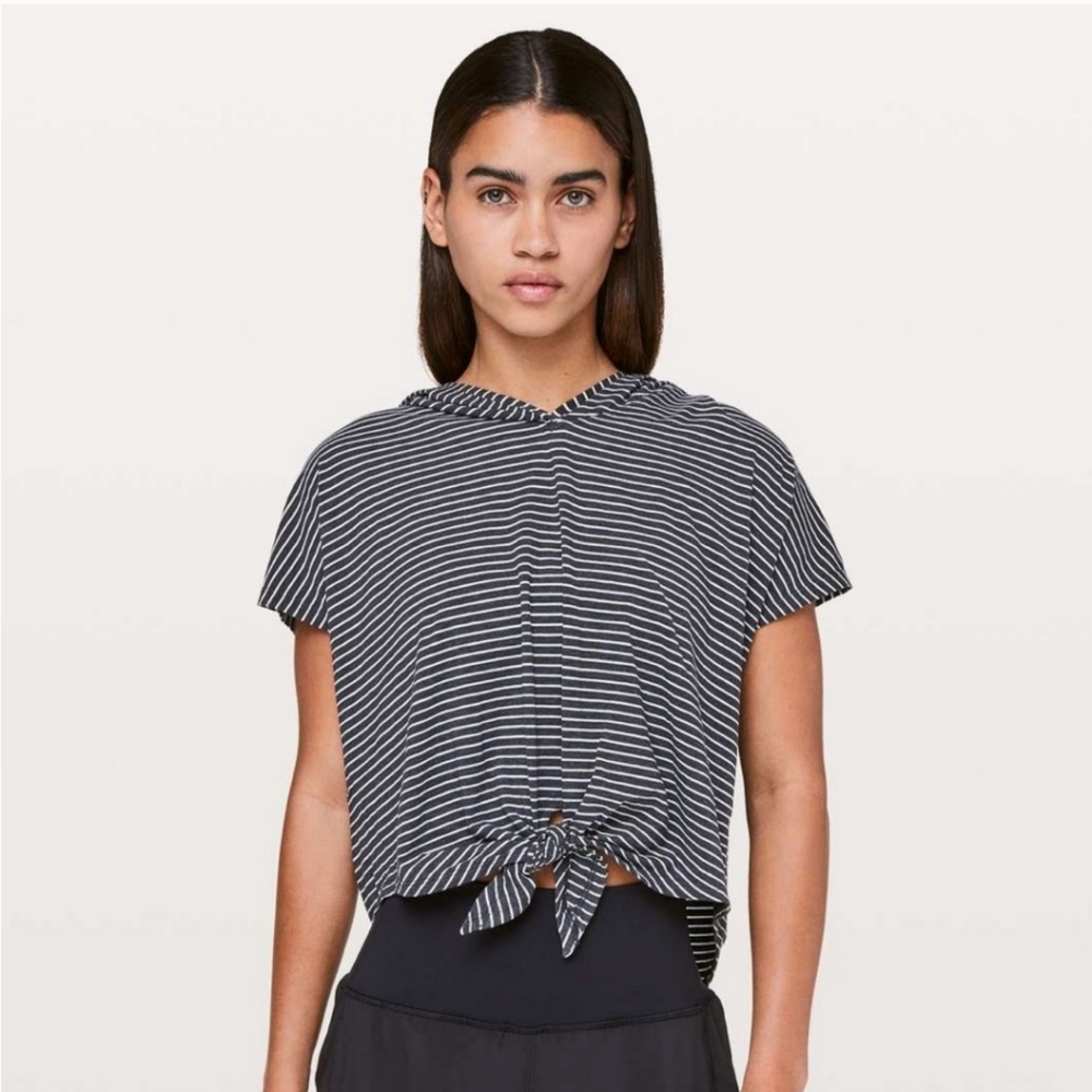 lululemon athletica Black and White Striped Crop Top